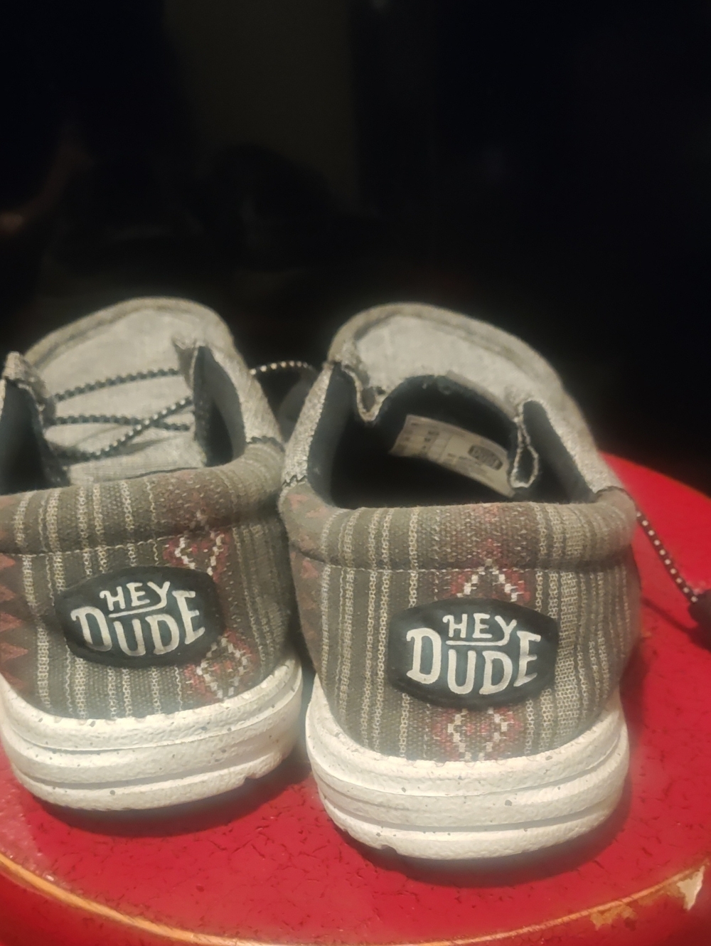 Hey Dude Women's Slip-On Sneakers in Olive Stripe and Cream